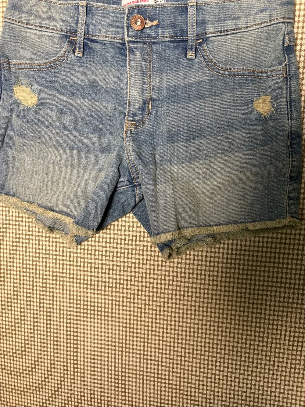 abercrombie kids Light Blue Distressed Denim Shorts